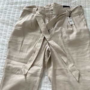 Express Linen Sand-Toned Paper-Waist Pants